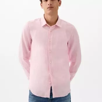 Рубашка regular-fit из льна Gap, розовый