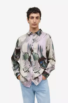 Рубашка regular fit из лиоцелла H&M, фиолетовый