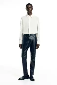 Рубашка regular fit из вискозы H&M, бежевый