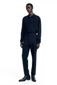 Рубашка regular fit из вискозы H&M, черный