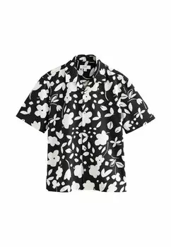 Рубашка REGULAR FIT PRINTED FLORAL WITH CUBAN COLLAR Next, черный