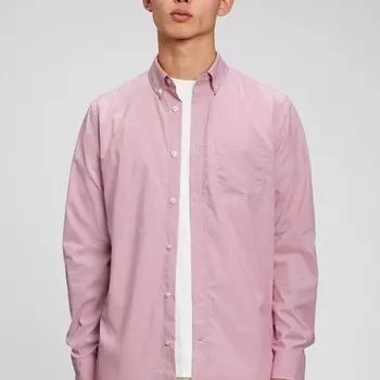 Рубашка regular-fit с эффектом складок Gap, розовый