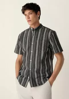 Рубашка REGULAR FIT - TEXTURED STRIPE SHORT SLEEVE Next, черный