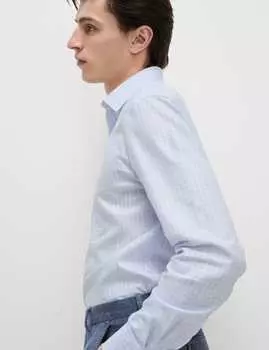 Рубашка Regular Fit Ultimate Non Iron Cotton в клетку Marks & Spencer, светло-голубой