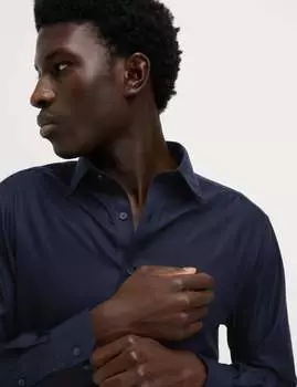 Рубашка Regular Fit Ultimate Non Iron из хлопка Marks & Spencer, темно-синий