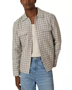 Рубашка Regular Fit в клетку с фактурной тканью REISS, серый