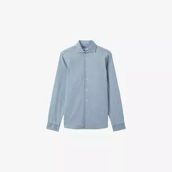 Рубашка Reiss Draper из хлопка с отложным воротником, синий