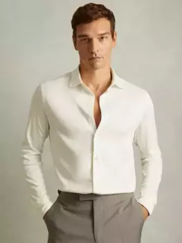 Рубашка Reiss Viscount Slim Fit Mercerised Cotton Jersey, экрю