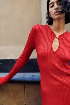 Рубашка рельефной вязки H&M, красный
