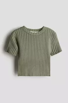 Рубашка рельефной вязки H&M, зеленый