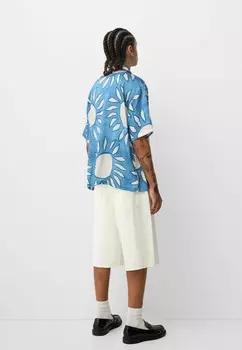 Рубашка RELAXED FIT SHORT SLEEVE Bershka, темно-синий