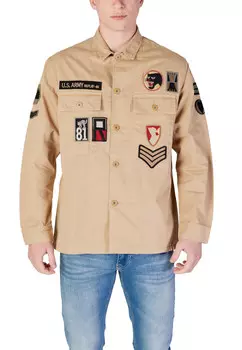 Рубашка Replay с нашивками, бежевый