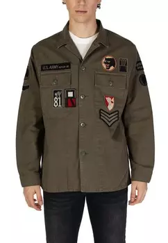 Рубашка Replay с нашивками, зеленый