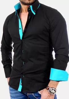 Рубашка Reslad, цвет schwarz/trkis