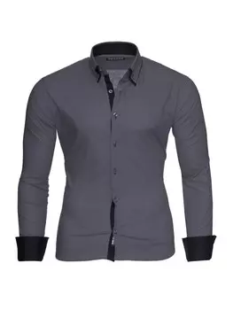 Рубашка RESLAD Hemd Alabama Kontrast, цвет anthrazit-schwarz