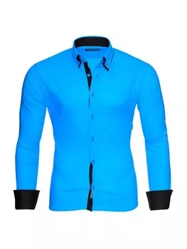 Рубашка RESLAD Hemd Alabama Kontrast, цвет trkis-schwarz