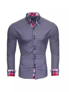 Рубашка RESLAD Hemd Kontrast Karo, антрацит