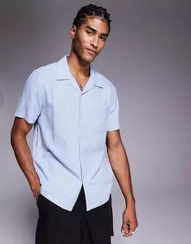 Рубашка Revere из льняной смеси New Look светло-голубого цвета