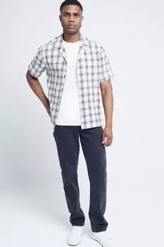 Рубашка Revere с коротким рукавом в клетку River Island, бежевый