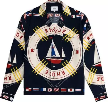 Рубашка Rhude Flag Sail Long-Sleeve Silk 'Blue/Multicolor', синий