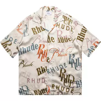 Рубашка Rhude Mash-Up Logo Button Up, кремовый