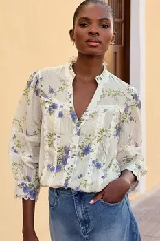 Рубашка Ric Rac с V-образным вырезом Love & Roses, белый