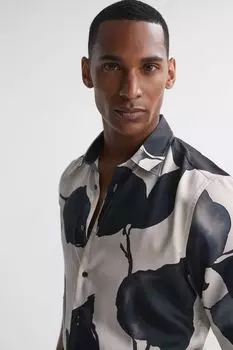 Рубашка Riggins с принтованными пуговицами Reiss, серый