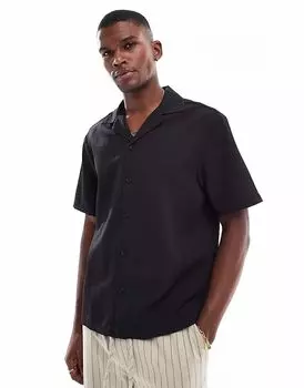Рубашка River Island из сирсакера черного цвета