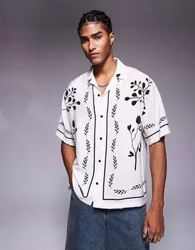 Рубашка River Island с цветочной вышивкой кремового цвета