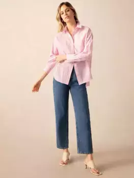 Рубашка Ro&Zo Cotton Split Front, цвет pink/stipe