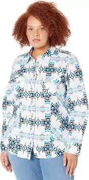 Рубашка Rock and Roll Cowgirl Aztec Western Snap Shirt B4S2035, синий