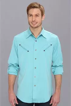 Рубашка Roper 65P/35R Solid Twill w/ Smile Pkts, синий