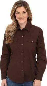 Рубашка Roper L/S Solid Basic Snap Front, коричневый