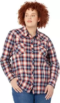 Рубашка Roper Plus Size Blue Ombre Dobby Plaid Western Blouse w/ Snaps, синий