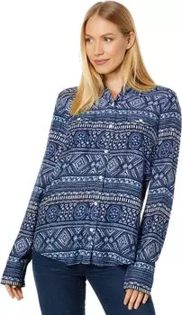 Рубашка Roper Rayon Button-Down Blouse w/ Indigo Tribal Print, синий