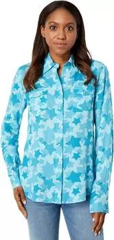 Рубашка Roper Rodeo Star Printed Rayon Western Blouse w/ Snaps, синий