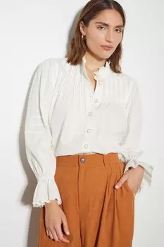 Рубашка Rose с длинными рукавами и оборками Monsoon, белый