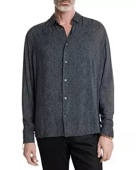 Рубашка Ross Regular Fit с пуговицами спереди John Varvatos, черный