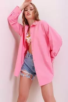 Рубашка - Розовая - Oversize Trend Alaat Stili, розовый