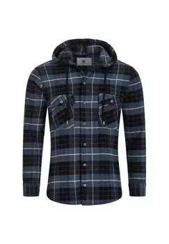 Рубашка Рубашка в клетку с капюшоном, стандартного кроя Rock Creek, темно-синий