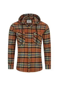 Рубашка Рубашка в клетку с капюшоном, стандартного кроя Rock Creek, коричневый