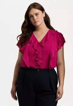 Рубашка RUFFLE TRIM CRINKLE GEORGETTE BLOUSE Ralph Lauren, розовый