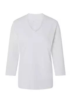 Рубашка, рукав 3/4, V-образный вырез, женская Adagio, белый