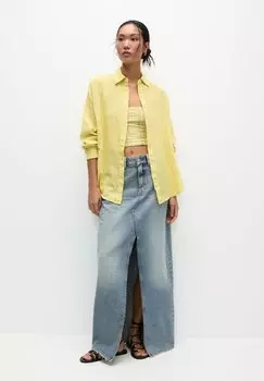 Рубашка Rustic Oversize PULL&BEAR, желтая