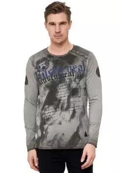 Рубашка Rusty Neal с длинными рукавами и принтом спереди, антрацит