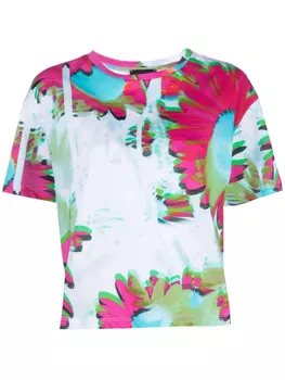 Рубашка с абстрактным цветочным принтом Emporio Armani, розовый