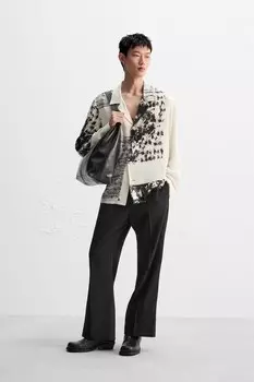 Рубашка с абстрактным принтом ZARA, напечатано