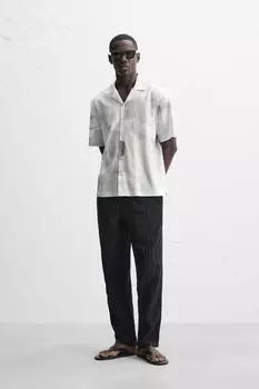 Рубашка с абстрактным принтом ZARA, серый