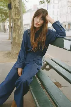 Рубашка с эффектом джинса ZARA, синий