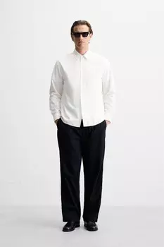 Рубашка с эффектом мят ZARA, экрю